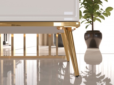 Design Plus Studio Kuchni & Salon Meblowy | Goldin 0501 Biały alpejski/Biały połysk - komoda | 