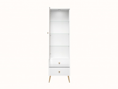 Design Plus Studio Kuchni & Salon Meblowy | Goldin 0201 Biały alpejski/Biały połysk - witryna | 