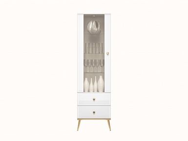 Design Plus Studio Kuchni & Salon Meblowy | Goldin 0201 Biały alpejski/Biały połysk - witryna | 