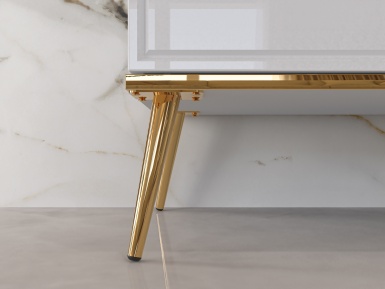 Design Plus Studio Kuchni & Salon Meblowy | Goldin 0201 Biały alpejski/Biały połysk - witryna | 